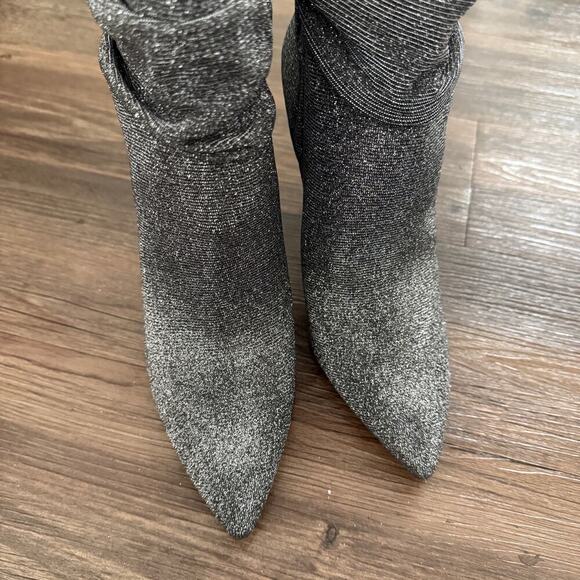 Jessica Simpson sz 9.5 metallic silver mobwife high heel sock boots NWT‎ - Picture 8 of 10